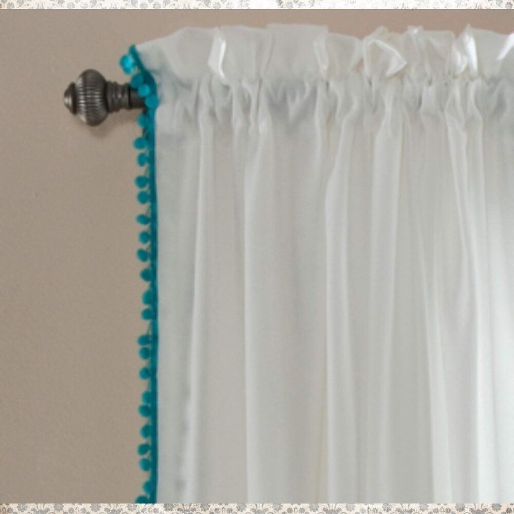 Lush Decor Pom Pom Window Curtain Panel Turquoise